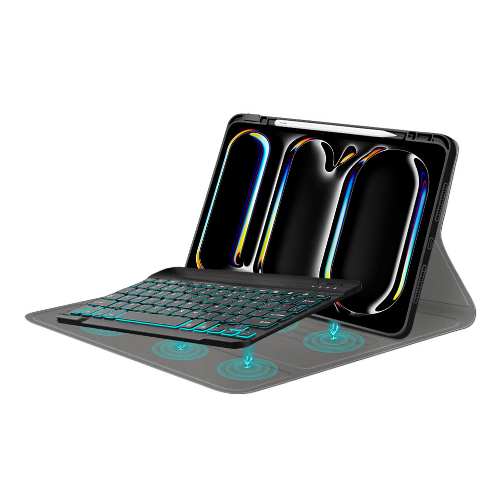 Techsuit - CozyTab Case (with Pencil Holder/RGB Wireless Magnetic Keyboard) - iPad Pro 11 (2024) / iPad Pro 11 (2025) - 
