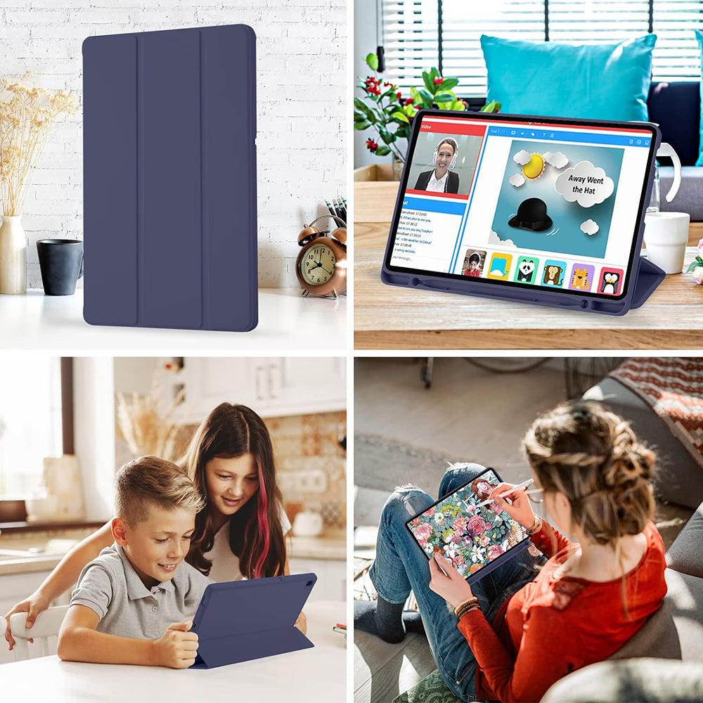 Techsuit - Flex Trifold (with Pencil Holder) - Samsung Galaxy Tab S6 Lite (2020/2022/2024) - Dark Blue