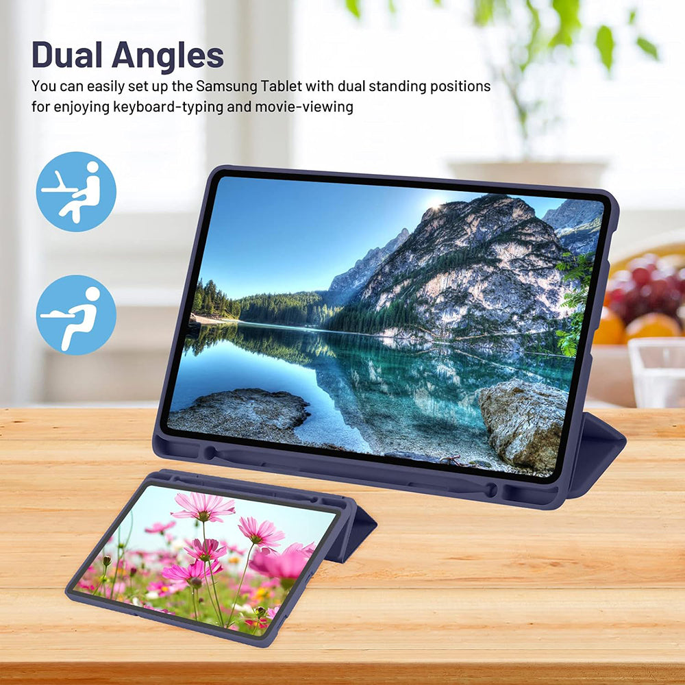 Techsuit - Flex Trifold (with Pencil Holder) - Samsung Galaxy Tab S6 Lite (2020/2022/2024) - Dark Blue