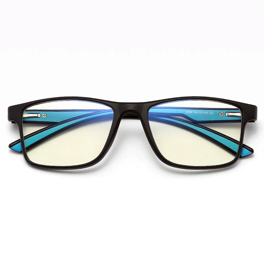 Techsuit - Anti-Blue Light Glasses Reflex TR90 (F2388) - Rectangular - Sand Black / Blue