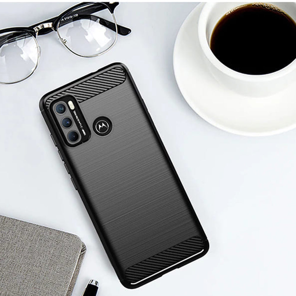 Techsuit - Carbon Silicone - Motorola Moto G60 - Black