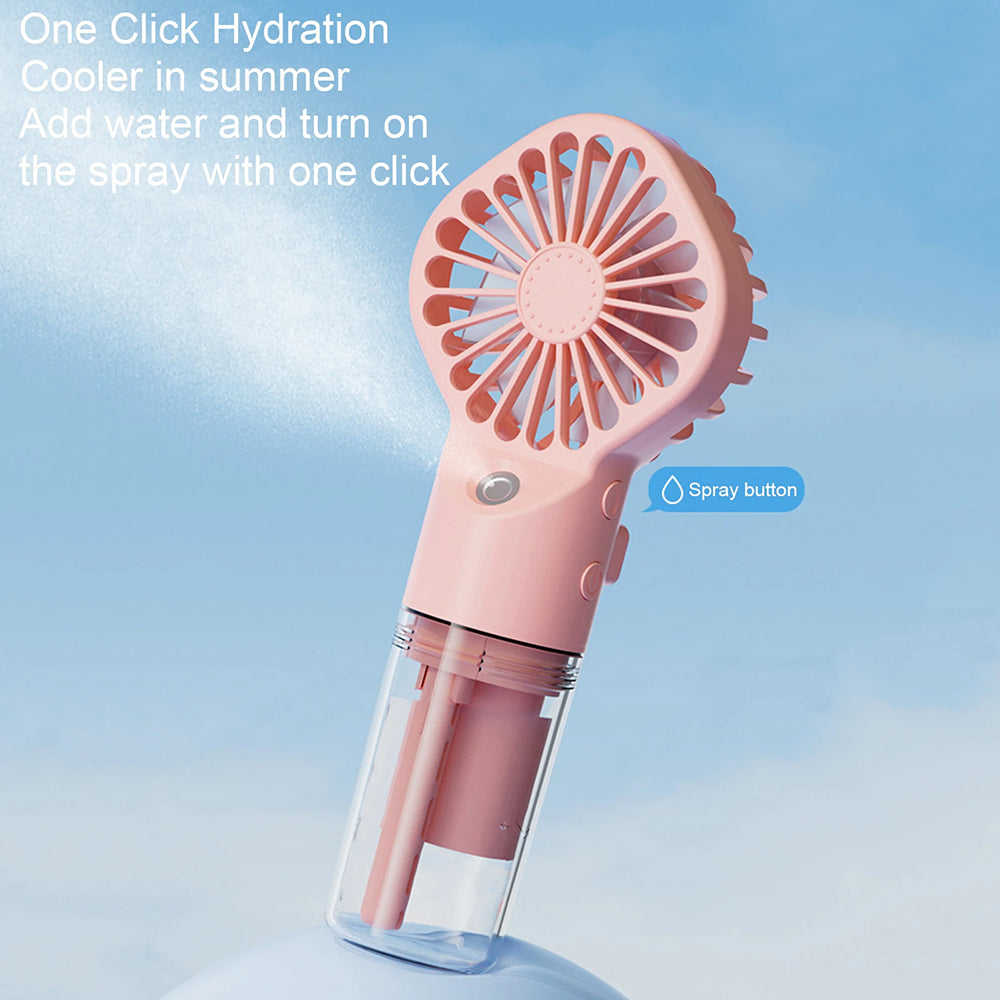 Techsuit - Handheld Fan (G10) - Portable, with Humidifier, Four Speeds, USB - Pink
