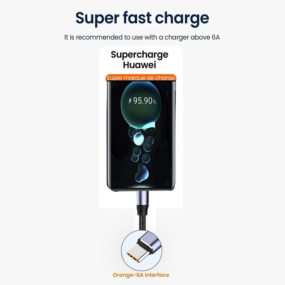 Techsuit - Data Cable (PCB018) - USB-A to Type-C, Super Fast Charging, 100W, 480Mbps, 6A, Nylon, Aluminum Alloy, 1m - Bl