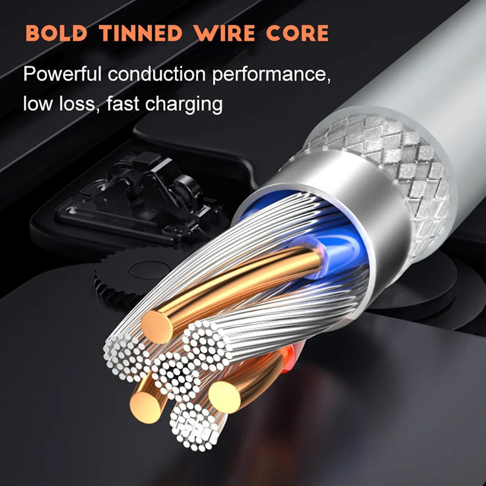 Techsuit - Data Cable (PCB130) - Type-C to Type-C, Fast Charging, 60W, 480Mbps, Aluminum Alloy, 1m - White
