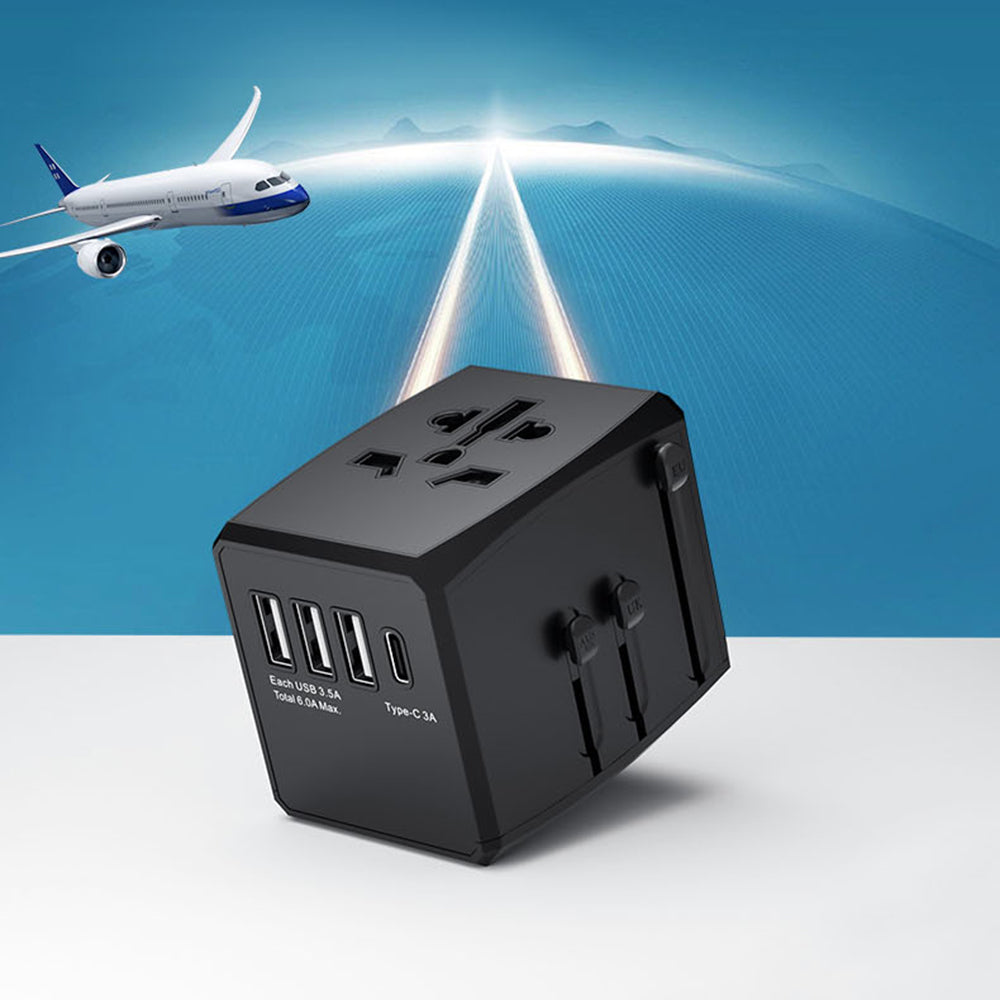 Techsuit - Travel Adapter (HHT904-W3) - PD30W, 3 x USB, Type-C, EU, UK, AUS, US - White
