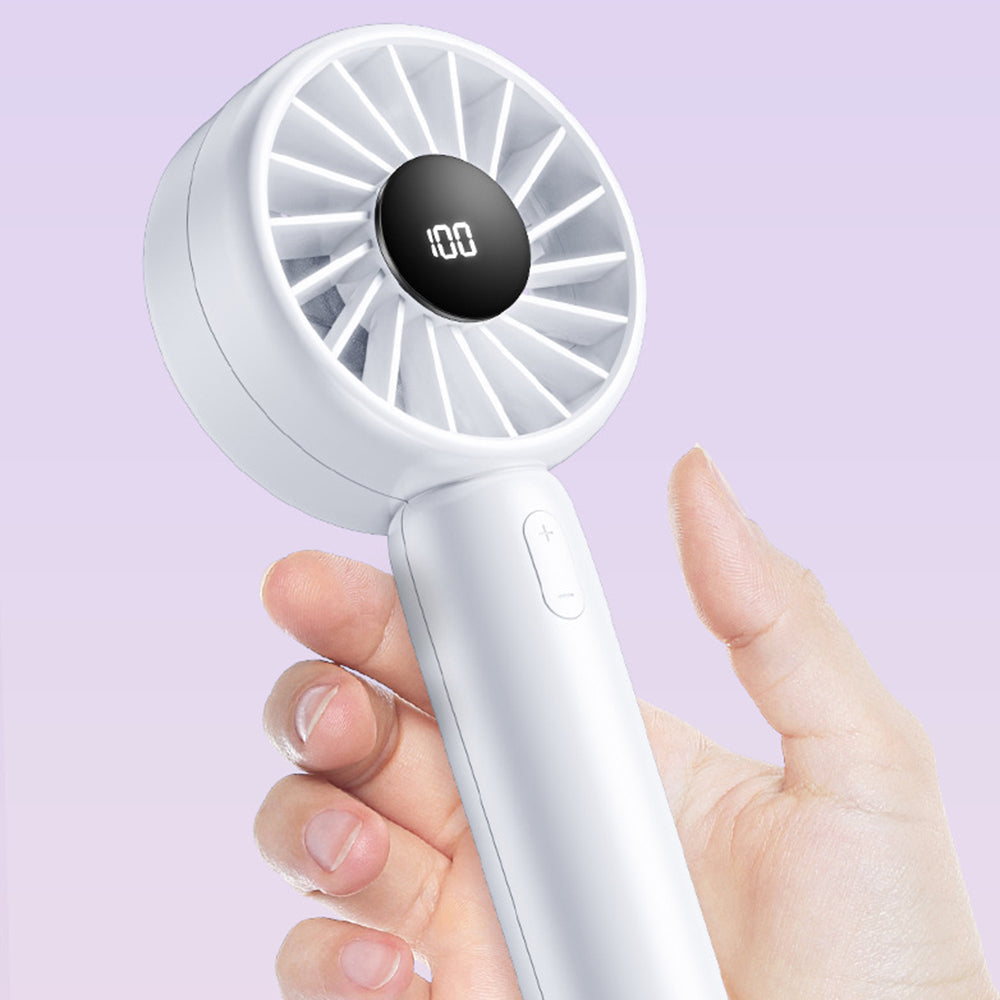 Techsuit - Mini Portable Hand Fan (CT-110) - with LED Digital Display, USB Rechargeable, High Speed - Pink
