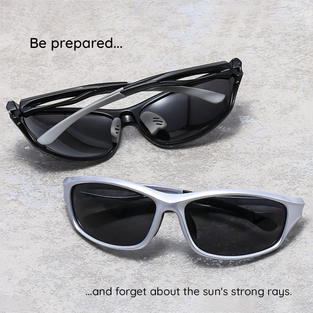 Techsuit - Bike Glasses (9309) - for Cycling and Sport Outdoor Activities, Polarized, PC Frame, Unisex - Black / Gray