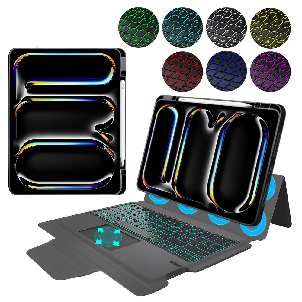 Techsuit - KeyTab Pro + Screen Protector (with RGB Wireless Keyboard/Stylus Pen Holder) - iPad Pro 13 (2024) / iPad Pro 