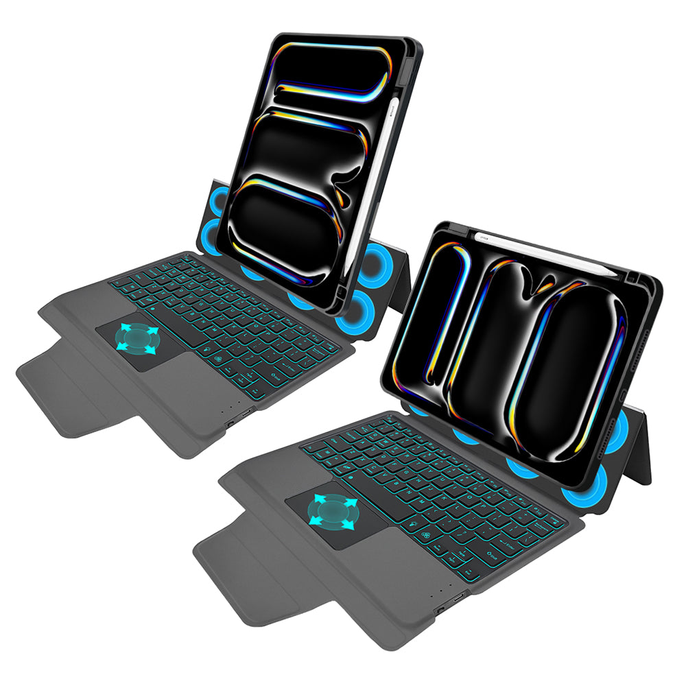 Techsuit - KeyTab Pro + Screen Protector (with RGB Wireless Keyboard/Stylus Pen Holder) - iPad Pro 11 (2024) / iPad Pro 