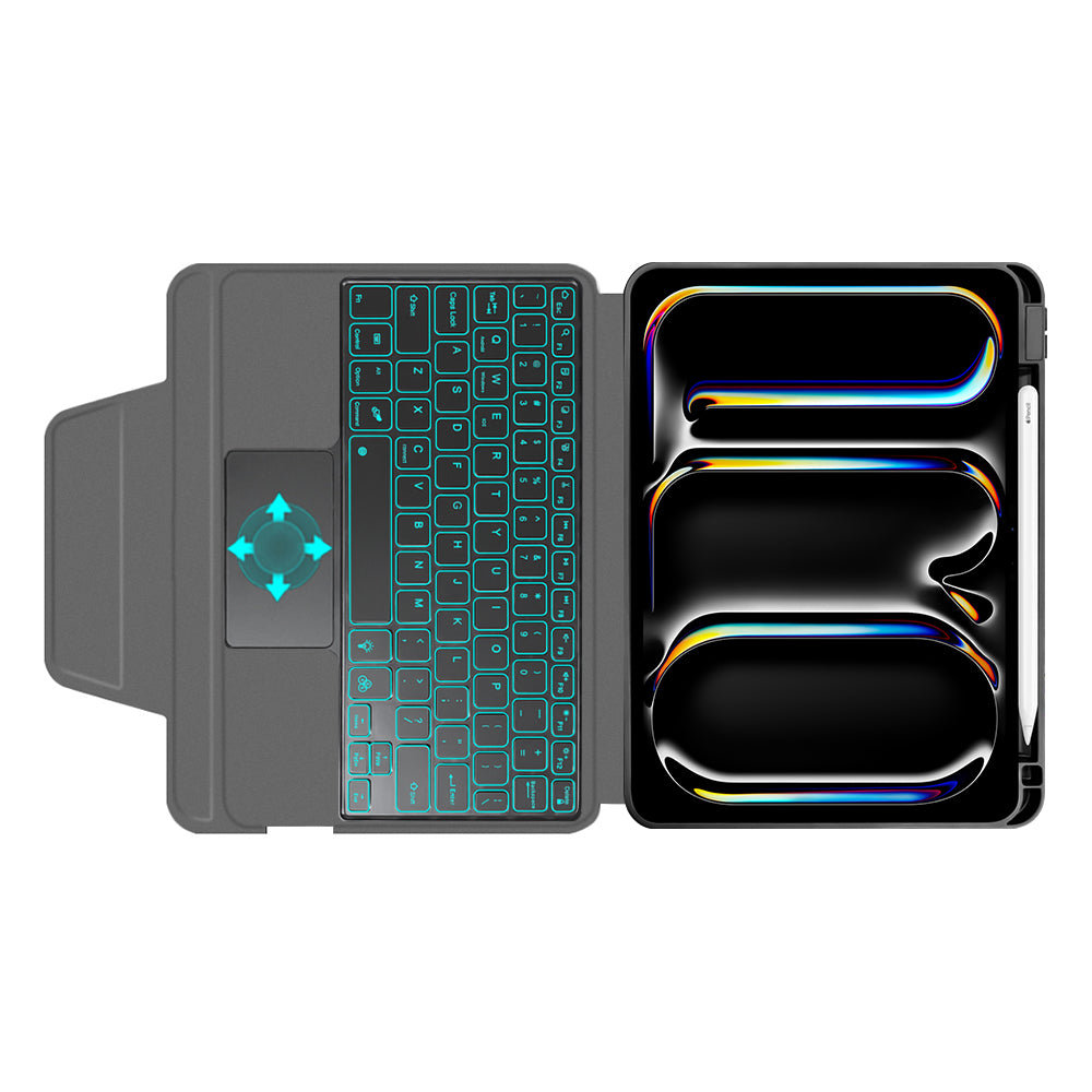 Techsuit - KeyTab Pro + Screen Protector (with RGB Wireless Keyboard/Stylus Pen Holder) - iPad Pro 11 (2024) / iPad Pro 