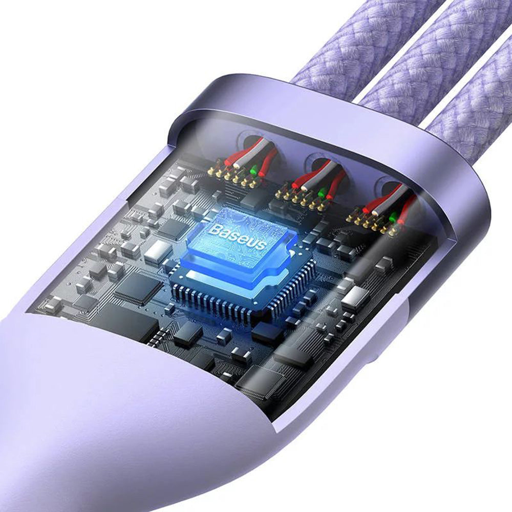 Baseus - Data Cable Flash Series 2 (CASS030005) - Fast Charge, USB to Type-C, Lightning, Micro-USB, 100W, 1.2 m - Purple