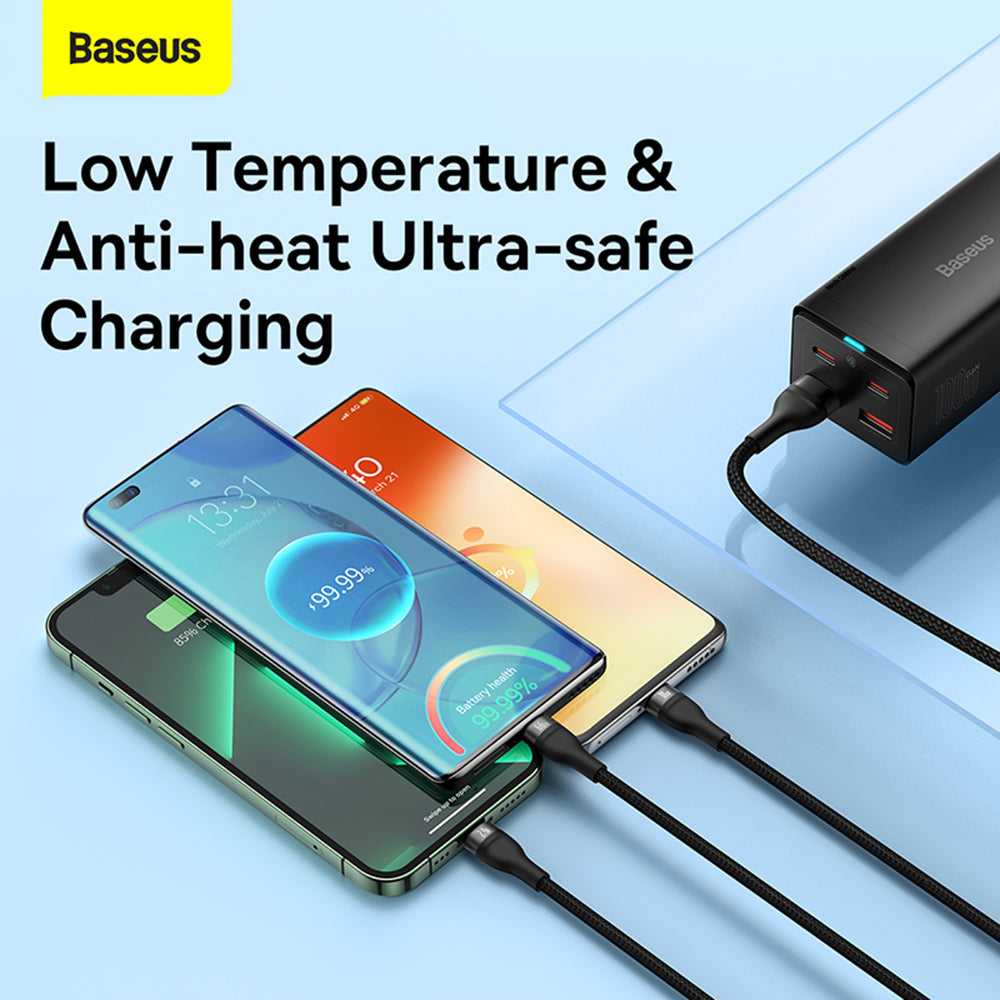 Baseus - Data Cable Flash Series 2 (CASS040001) - Fast Charge, USB to Type-C, Lightning, Micro-USB, 66W, 1.2 m - Black