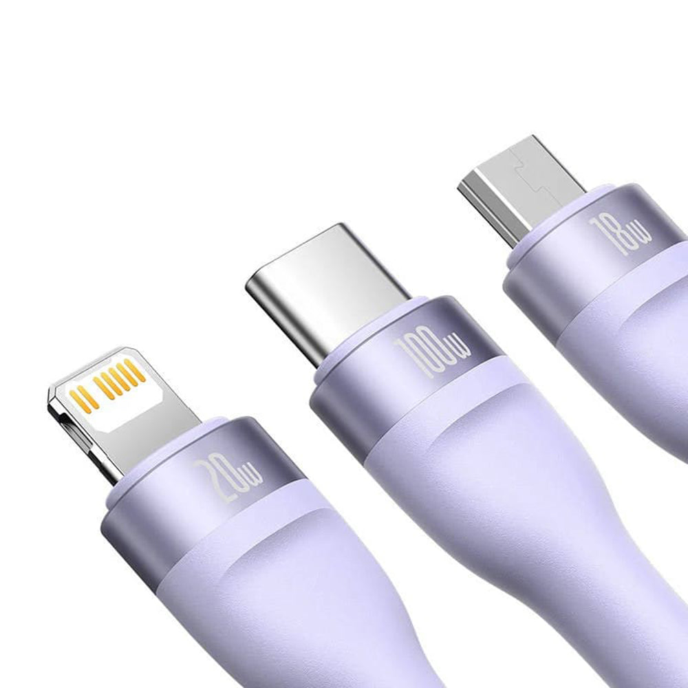 Baseus - Data Cable Flash Series 2 (CASS030105) - Fast Charge, USB Adapter, Type-C, Lightning, Micro-USB, 100W, 1.2 m - 