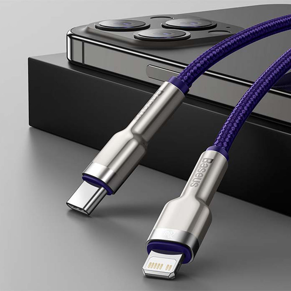 Baseus - Data Cable Cafule Series Metal (CATLJK-A05) - Type-C to Lightning, Fast Charging PD20W, 480Mbps, 2.4A, 1m - Pur