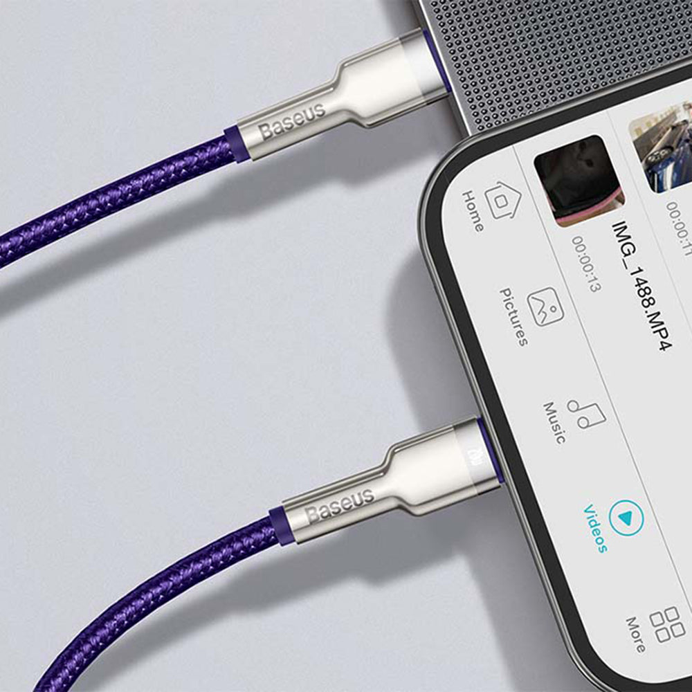 Baseus - Data Cable Cafule Series Metal (CATLJK-A05) - Type-C to Lightning, Fast Charging PD20W, 480Mbps, 2.4A, 1m - Pur