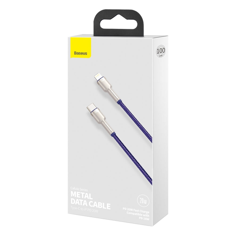 Baseus - Data Cable Cafule Series Metal (CATLJK-A05) - Type-C to Lightning, Fast Charging PD20W, 480Mbps, 2.4A, 1m - Pur