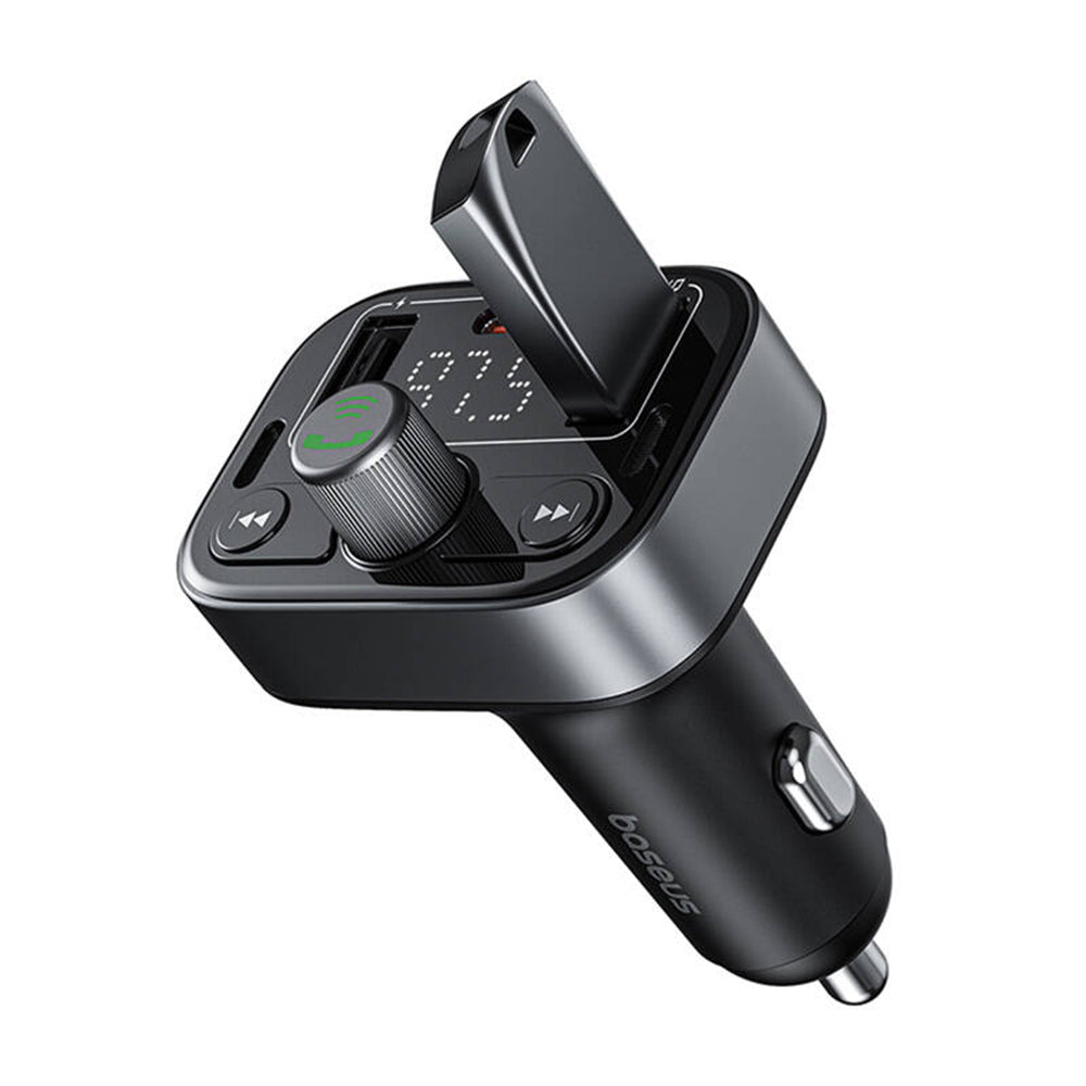 Baseus - FM Modulator and Car Charger S-09 Pro (C10762200113-00) - 2x USB, Type-C, Bluetooth 5.3, Digital Display - Blac