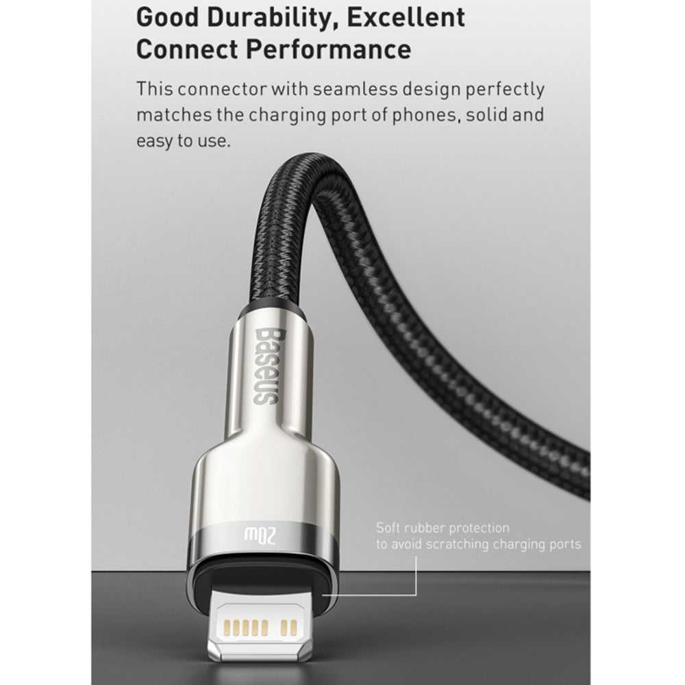 Baseus - Data Cable Cafule Series Metal (CATLJK-A06) - Type-C to Lightning, Fast Charging, 20W, 480Mbps, 1m - Dark Green