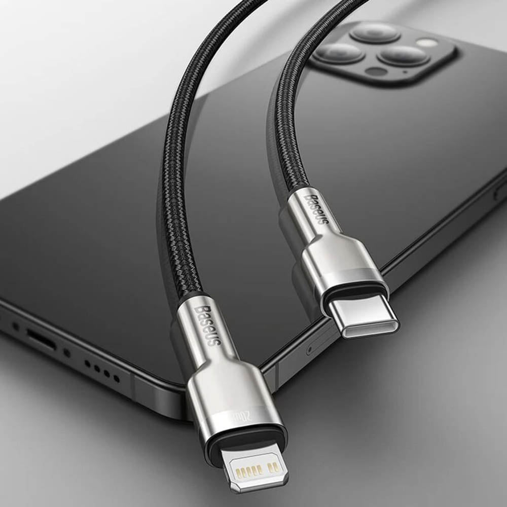 Baseus - Data Cable Cafule Series Metal (CATLJK-A06) - Type-C to Lightning, Fast Charging, 20W, 480Mbps, 1m - Dark Green