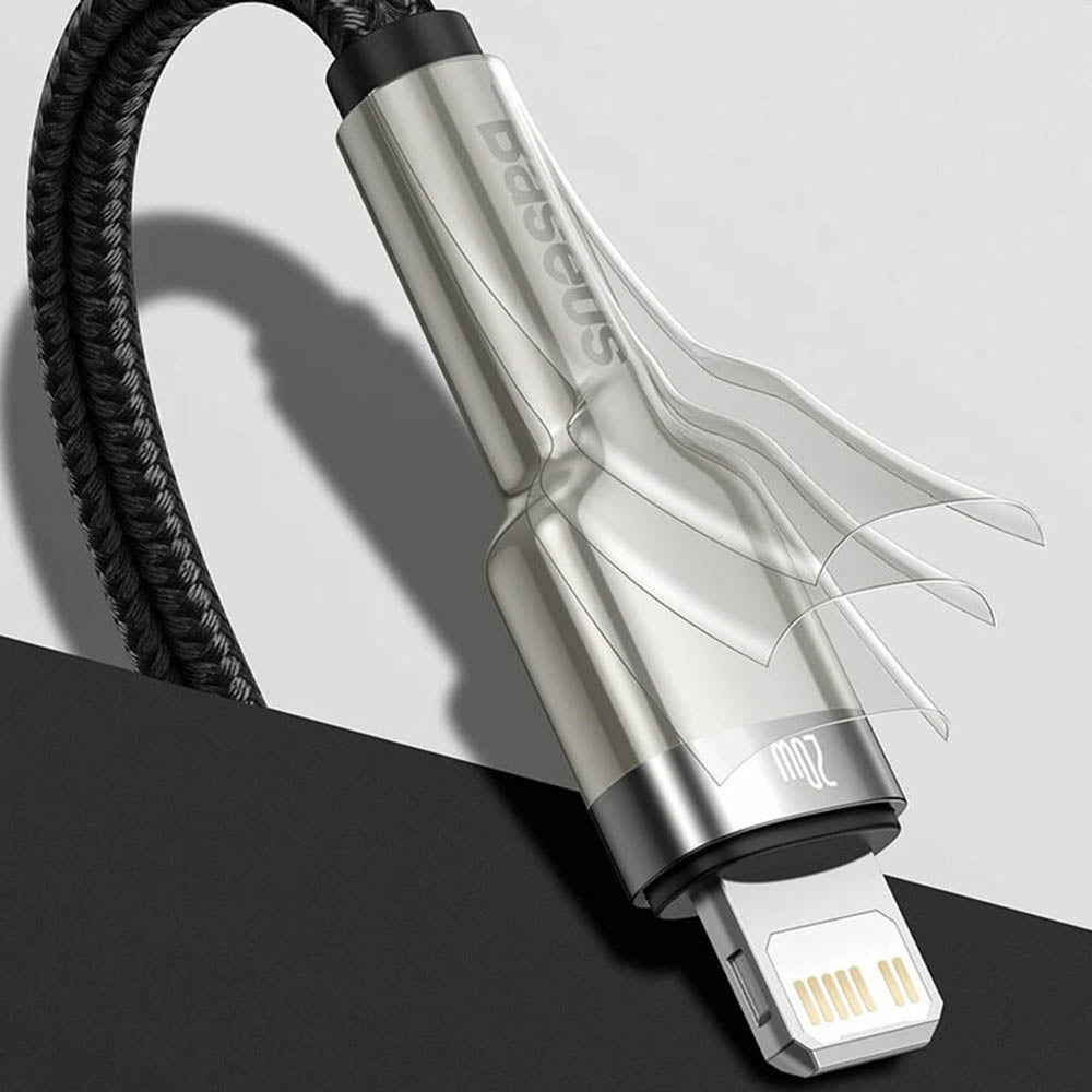 Baseus - Data Cable Cafule Series Metal (CATLJK-A06) - Type-C to Lightning, Fast Charging, 20W, 480Mbps, 1m - Dark Green
