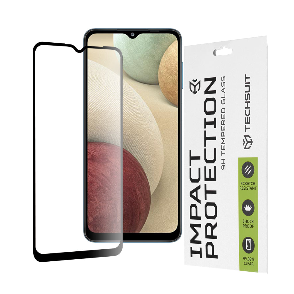 Techsuit - 111D Full Cover / Full Glue Glass - Samsung Galaxy A02 / M02 / A12 / A12 Nacho / F12 / M12 / A32 5G - Black
