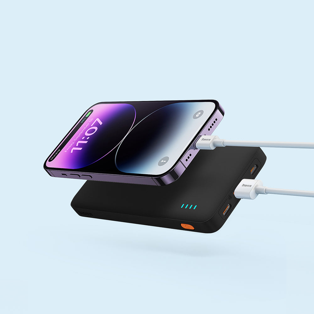 Baseus - Power Bank Airpow (PPQD090001) - USB, Type-C, Micro-USB, 20W, 10000mAh, with Cable Type-C - Black