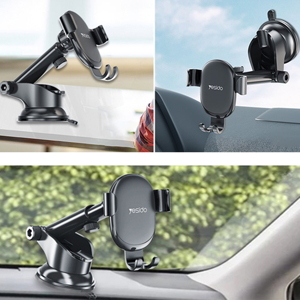 Yesido - Car Holder (C120) - Gravity Grip, Extendable Arm for Dashboard, Windshield - Black
