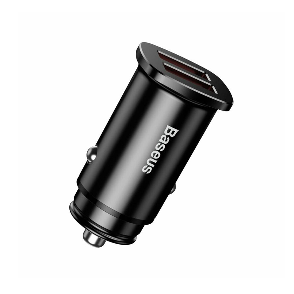 Baseus - Car Charger Square Metal Series (CCALL-DS01) - 2x USB, Quick Charge 3.0, SCP, AFC, 30W - Black