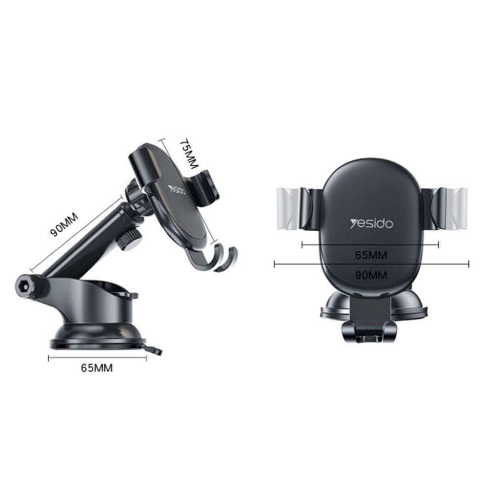 Yesido - Car Holder (C120) - Gravity Grip, Extendable Arm for Dashboard, Windshield - Black