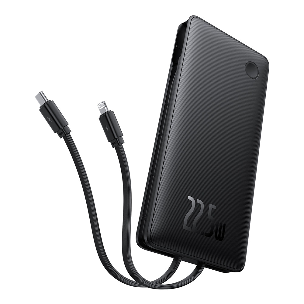 Baseus - Power Bank Airpow Air Lite (P10067501123-00) - USB, Type-C, Dual Cable USB-C, Lightning, 22.5W, 10000mAh - Blac