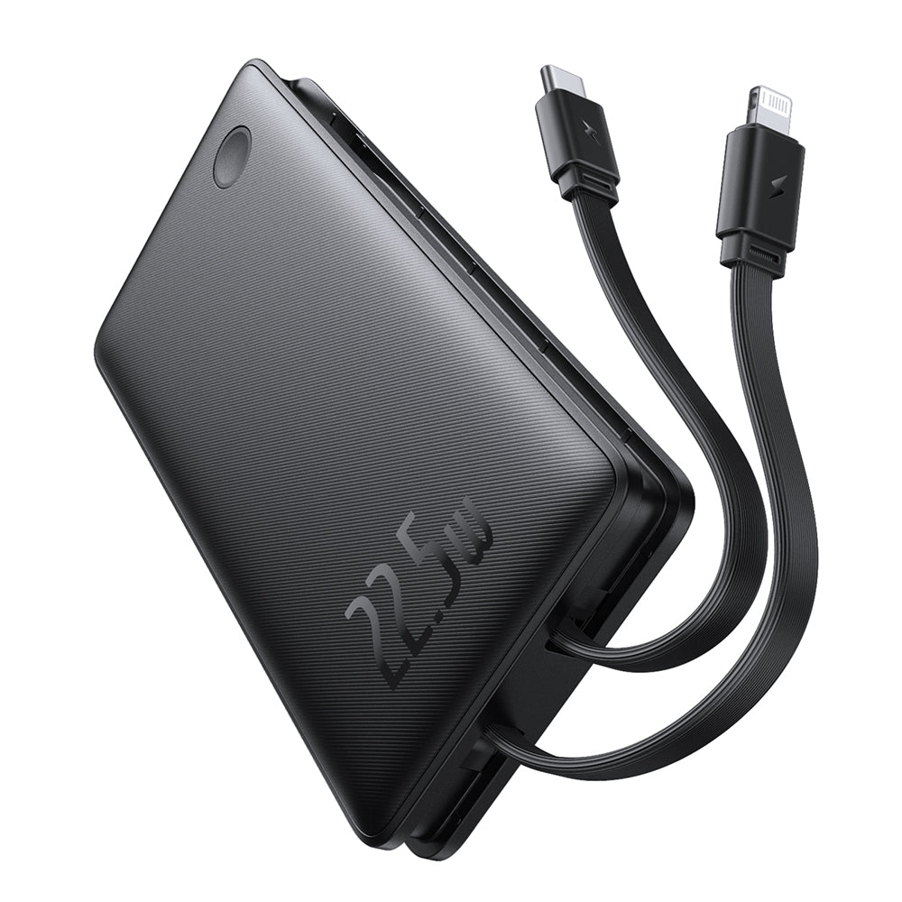 Baseus - Power Bank Airpow Air Lite (P10067501123-00) - USB, Type-C, Dual Cable USB-C, Lightning, 22.5W, 10000mAh - Blac