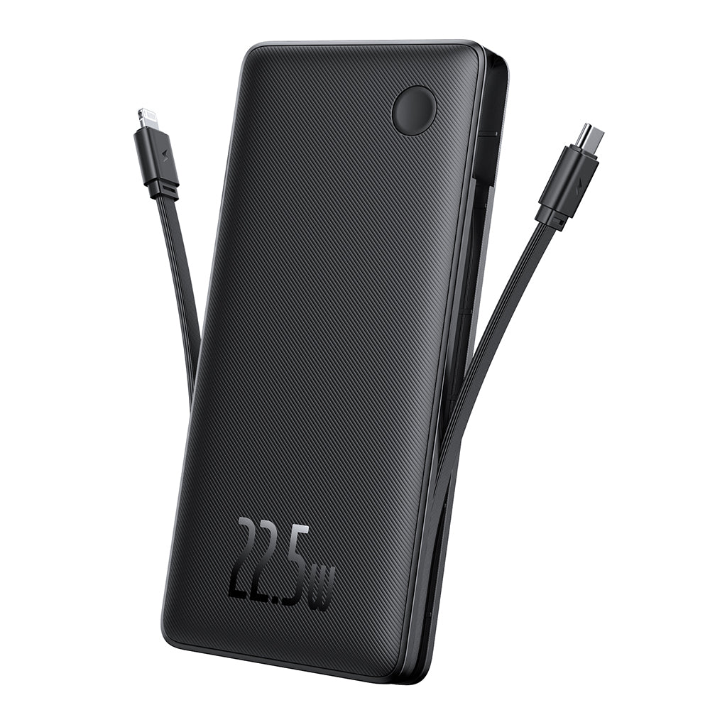 Baseus - Power Bank Airpow Air Lite (P10067501123-00) - USB, Type-C, Dual Cable USB-C, Lightning, 22.5W, 10000mAh - Blac