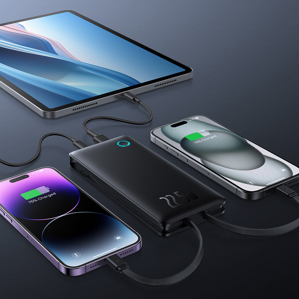 Baseus - Power Bank Airpow Air Lite (P10067501123-00) - USB, Type-C, Dual Cable USB-C, Lightning, 22.5W, 10000mAh - Blac