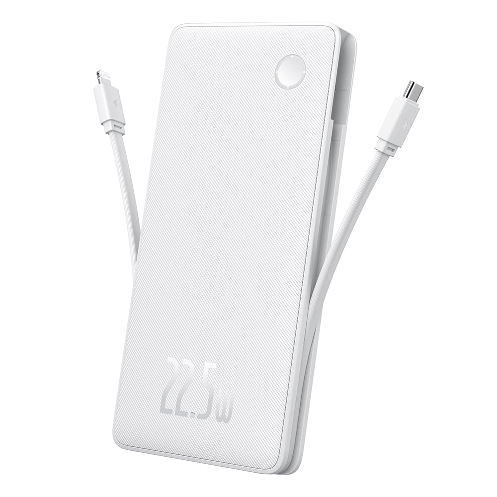Baseus - Power Bank Airpow Air Lite (P10067501213-00) - USB, Type-C, Dual Cable USB-C, Lightning, 22.5W, 10000mAh - Whit