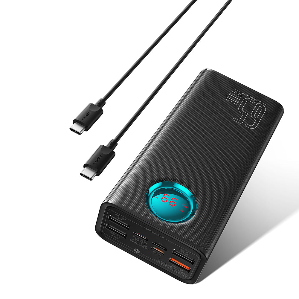 Baseus - Power Bank (P10022402113-00) - 4x USB, Type-C, Lighting, Micro-USB, Fast Charge, 65W, 26800mAh, Cable USB-C - B