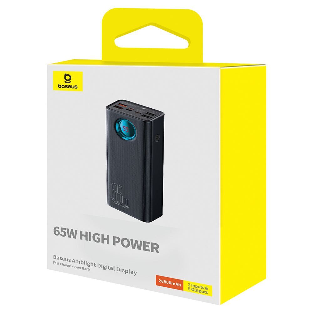 Baseus - Power Bank (P10022402113-00) - 4x USB, Type-C, Lighting, Micro-USB, Fast Charge, 65W, 26800mAh, Cable USB-C - B