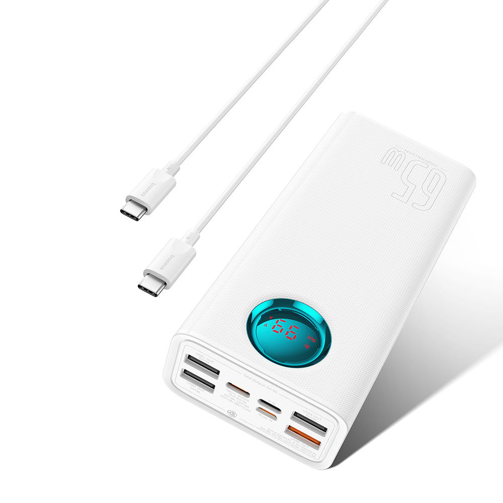 Baseus - Power Bank (P10022402223-00) - 4x USB, Type-C, Lighting, Micro-USB, Fast Charge, 65W, 26800mAh, Cable USB-C - W