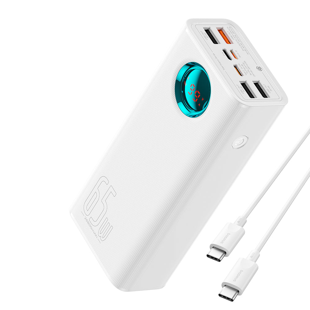 Baseus - Power Bank (P10022402223-00) - 4x USB, Type-C, Lighting, Micro-USB, Fast Charge, 65W, 26800mAh, Cable USB-C - W