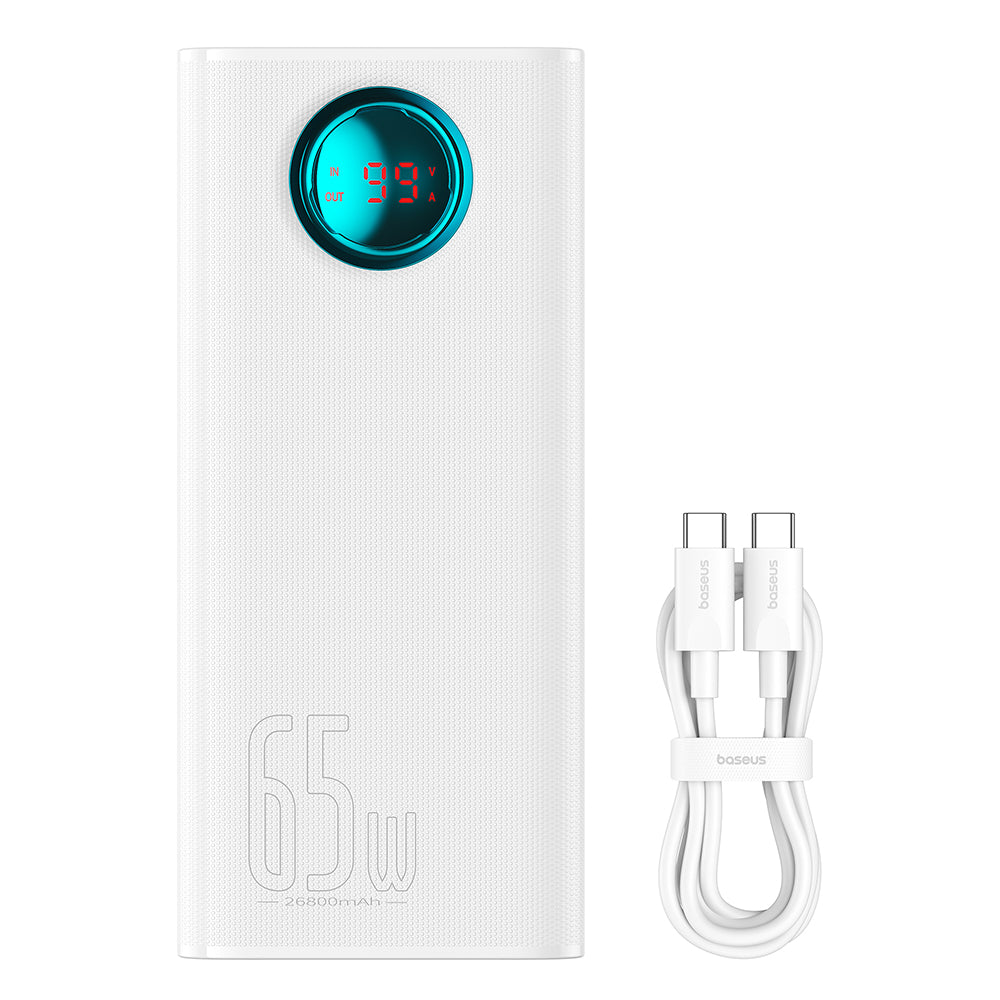 Baseus - Power Bank (P10022402223-00) - 4x USB, Type-C, Lighting, Micro-USB, Fast Charge, 65W, 26800mAh, Cable USB-C - W