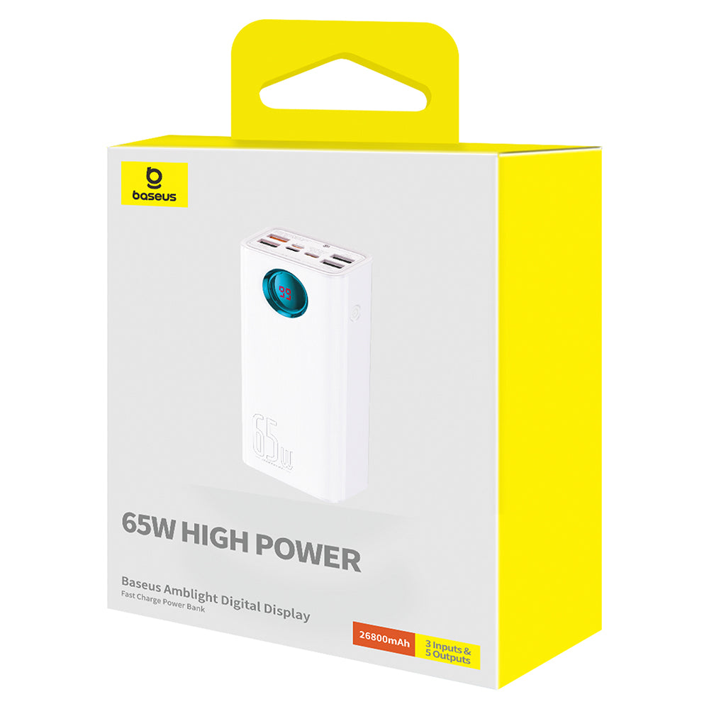 Baseus - Power Bank (P10022402223-00) - 4x USB, Type-C, Lighting, Micro-USB, Fast Charge, 65W, 26800mAh, Cable USB-C - W