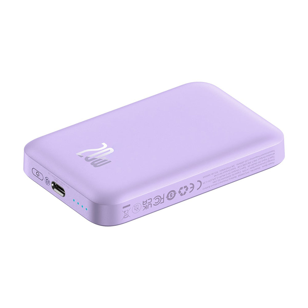Baseus - Power Bank Mini Air (P10059002513-00) - Type-C, MagSafe Charging, 20W, 6000mAh, with Cable Type-C, 30cm - Purpl