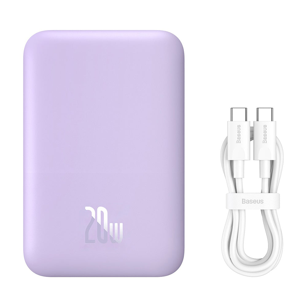 Baseus - Power Bank Mini Air (P10059002513-00) - Type-C, MagSafe Charging, 20W, 6000mAh, with Cable Type-C, 30cm - Purpl