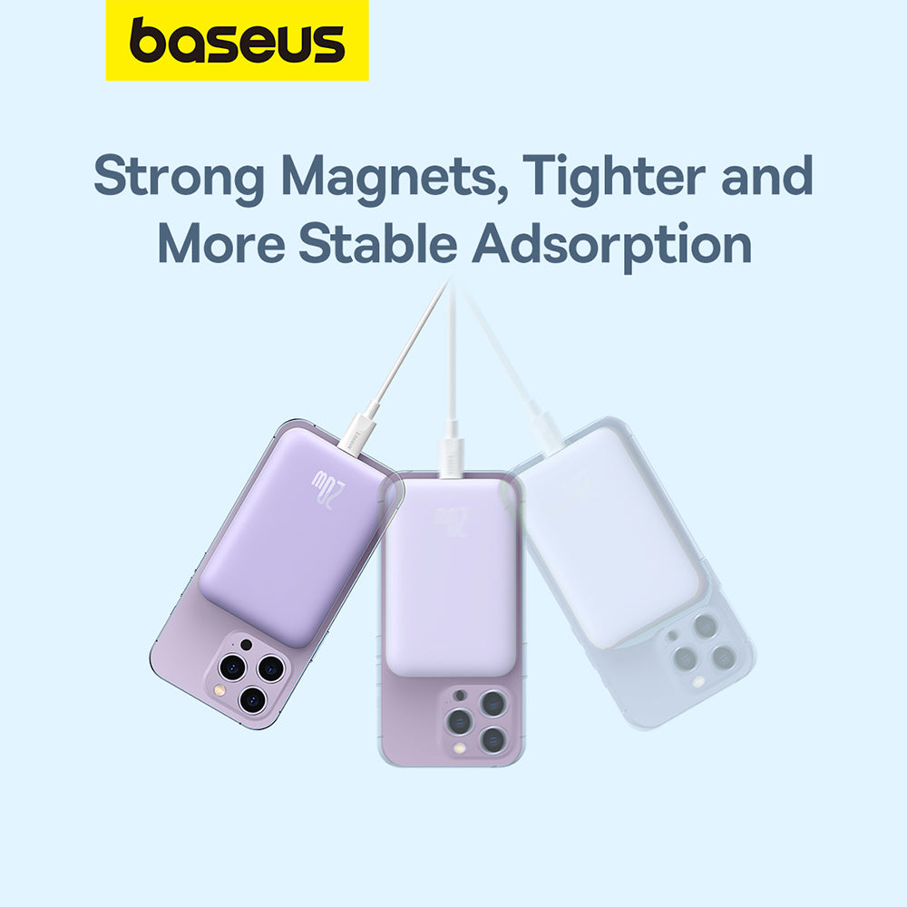 Baseus - Power Bank Mini Air (P10059002513-00) - Type-C, MagSafe Charging, 20W, 6000mAh, with Cable Type-C, 30cm - Purpl