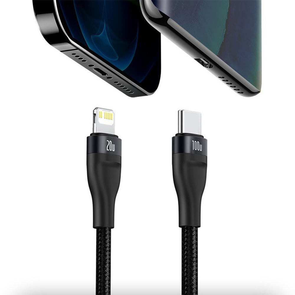 Baseus - Data Cable Flash Series 2in1 (CA1T2-F01) - Type-C to Type-C, Lightning 100W, 1.2m - Black