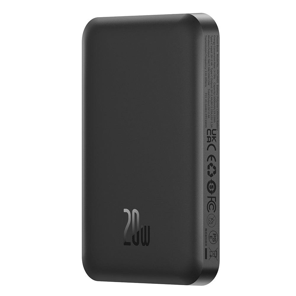 Baseus - Power Bank Mini (P10022107113-00) - Type-C, MagSafe Charging, 20W, 5000mAh, with Cable Type-C, 30cm - Black
