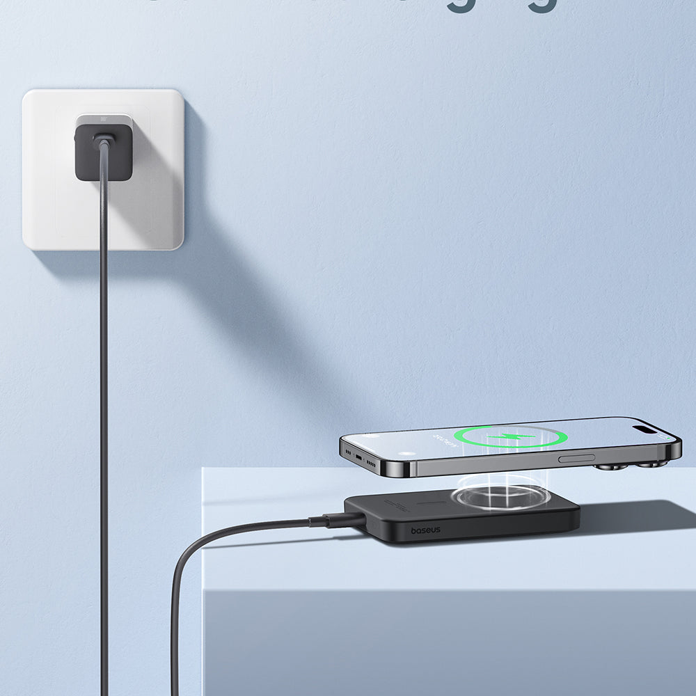 Baseus - Power Bank Mini (P10022107113-00) - Type-C, MagSafe Charging, 20W, 5000mAh, with Cable Type-C, 30cm - Black