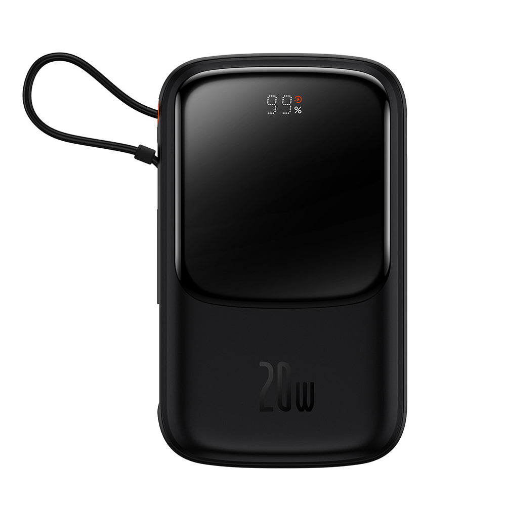 Baseus - Power Bank Qpow Pro (PPQD020001) - Lightning, Type-C, USB, 20W, 10000mAh, Cable Type-C, Lightning, 3A - Black