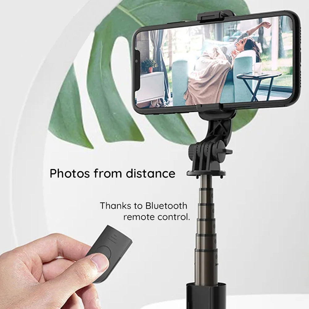 Techsuit - Mini Selfie Stick (L10) - Stable Tripod with Bluetooth Remote Control, 360 Rotation, Aluminium Alloy, 68cm - 