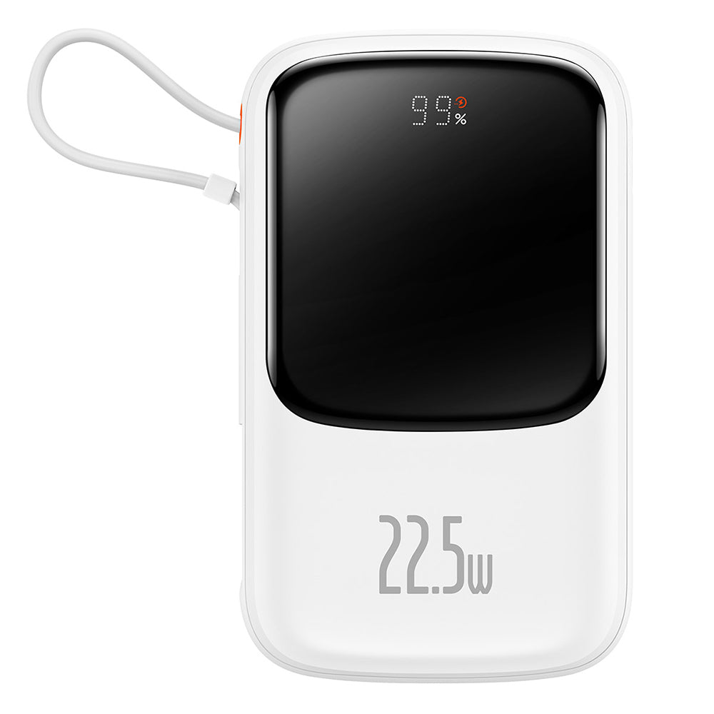 Baseus - Power Bank Qpow Pro (PPQD020102) - Lightning, 2x Type-C, USB, 22.5W, 10000mAh, Cable Type-C, 3A, 30cm - White