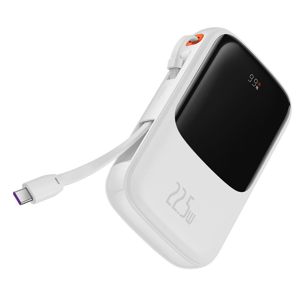 Baseus - Power Bank Qpow Pro (PPQD020102) - Lightning, 2x Type-C, USB, 22.5W, 10000mAh, Cable Type-C, 3A, 30cm - White